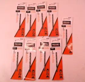 Ac10044 Ridgid Lot Of 9 5/32 Inch Black Oxide Drill Bits Metal Wood And Plastic