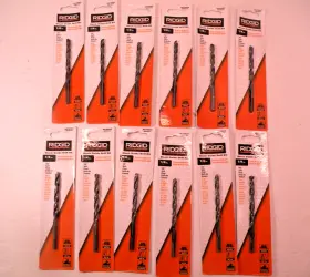 Ac10050 Ridgid Lot Of 12 1/4 Inch Black Oxide Drill Bits Metal Wood And Plastic
