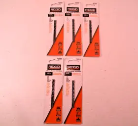 Ac10042 Ridgid Ac10052 5 Packs Of 1/8 Inch Black Oxide Drill Bits Metal Wood And Plastic