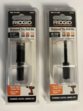 2-ridgid Ridgid Rd-71104 Diamond Tile Drill Bit 1/2 Inch 12.7mm And 3/16 4.8mm Reverse Thread Spiral