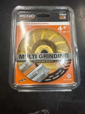 1004596639 Ridgid Tools V-tech Diamond Grinding Wheel 4.5 Inch Multipurpose Dry Cutting 1 Hpb021813