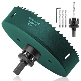 B099f4qw7j Rierdge 6-1/4 Inch Hole Saw With Heavy Duty Arbor 159 Mm Hss Bi-metal D