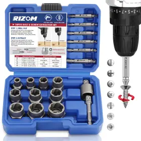 Rizom 974831042802 Damaged Screw Extractor Set 18-piece Bolt Kit With Adapter Stripp