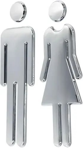 43235-41919 Rjwkaz Acrylic Adhesive Backed Mens And Womens Bathroom Sign 7.8 Inch 7 8 Silver
