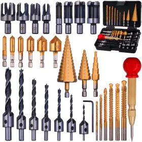 Rocaris 313045783716 32 Pack Woodworking Chamfer Drilling Tools Including Countersink Drill