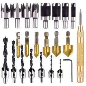 R-095 Rocaris Herramientas De Brocas Set 23 Pcs Para Perforar Metal Madera Con Punz N Central