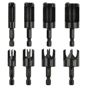 R-294 Rocaris 8 Pack Wood Plug Cutter Drill Bit Set Straight And Tapered Taper Cutting Tool 1