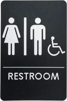 9094 Rock Ridge Usa Made - Mens And Womens Restroom Signs Small Signage Black Handi-unisex