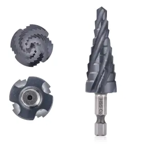 Sdf-1 Rogaper Sdf-1/4-3/4 Cobalt Step Drill Bit M35 Spiral Flute 1/4 To 3/4 Inch Hex Shank Metal Tool