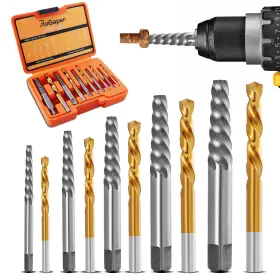 Sel-10pc Rogaper Screw Extractor And Left Hand Drill Bits Set Bolt Remover Reverse