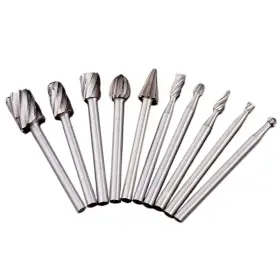 Rongon 824917756115 Rotary File Burrs Bit Set Wood Milling Burr With 1/8 Inch Shank Double Cut H