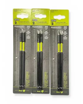 Ryobi 033287216864 New 6 Inch Diamond Grit Impact Drive Bits - Total Pcs 3 Packs
