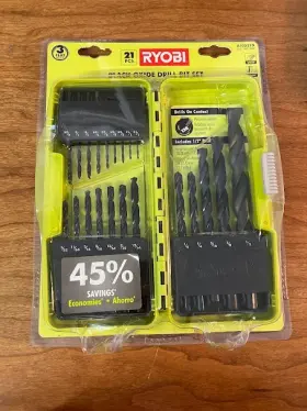 A10d21d Ryobi - Black Oxide Drill Bit Set 15-piece
