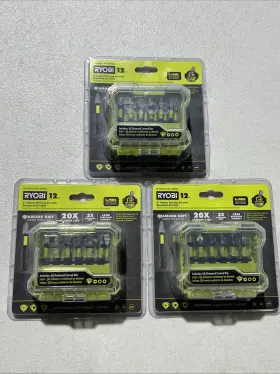 A961204 Ryobi 3 Pack 12pc. 2 Inch Impact Driving Set With Diamond Grits Bits