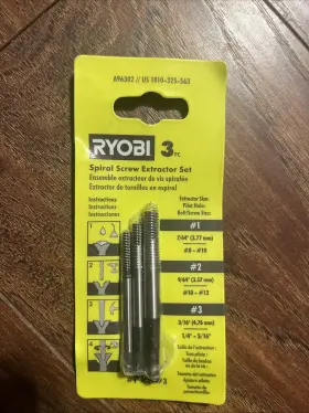 A96302 Ryobi 3pc Spiral Screw Extractor Set