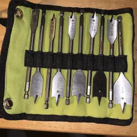 A971001 Ryobi 10-pc Wood Spade Bit Set With Storage Mat Compatible All Drills/impacts