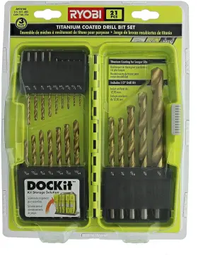 A972102 Ryobi Titanium Coated Drill Bit Set 21-piece