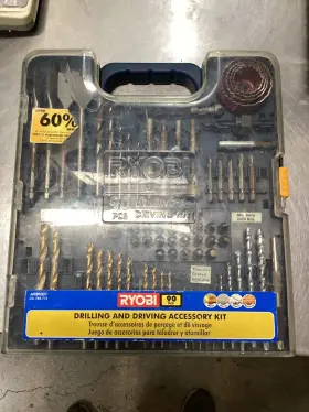 A989001 Ryobi 90 Pcs Drilling And Driving Accessory Kit Titanium Coated Drill Bits
