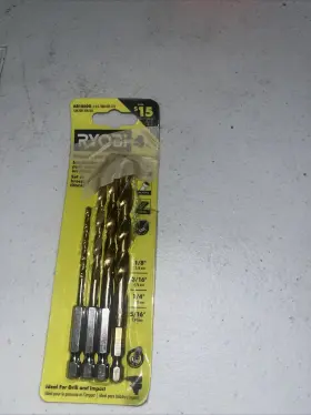 Ar1860g Ryobi Speedload Titanium 4-piece Hex Shank Drill Bit Tool Set