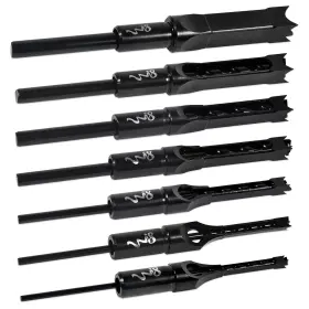 Zxl4658-8 Safercctv Square Hole Drill Bit Set For Woodworking - 7 Pcs Mortise Bits Sharp Steel