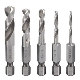 Gmd0454 Saipe 5pcs 1/4 Inch Quick Change Hex Shank Metal Stubby Drill Bits Short Bit Set Hss