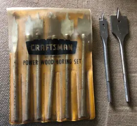 2092 Sears Craftsman Power Wood Boring Bits 3/8 Inch - 1 Made In Usa With 2 Extra Irwin