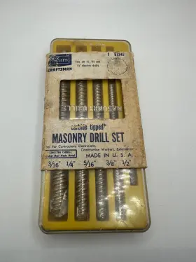67345 Sears Craftsman Vintage - 5 Piece Carbide Tip Masonry Drill Set Made In The Usa