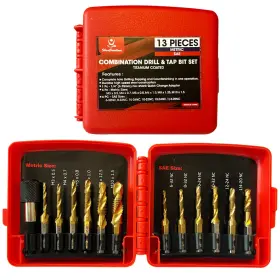 Df800001 Sharcreatives 13 Pcs Sae And Metric Combination Drill Tap Bit Set 3-in-1 Ti