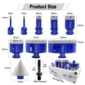 A898yk18 Shdiatool Shdiatool5/8 Diamond Drilling Bit Cut Porcelain Granite Marble Hole Saw 10pcs