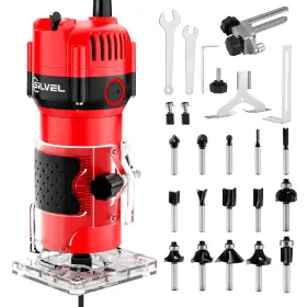 B0dfclz7pv Silvel 800w Wood Router 1.25hp Hand Power Tool 30000rpm Edge Trimmer 15-piece Bi