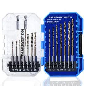 Sinyeenglon Sku241106-16pcs 1/16-1/4 Hex Shank Cobalt Drill Bit Set 16pcs 1/16 Inch -1/4 M35 Hss Impact Driver