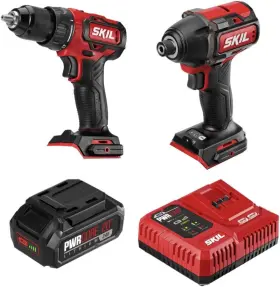 Cb743701 Skil Pwr Core 20 Brushless 20v Drill Driver And Impact Kit 2.0ah Lithium Red