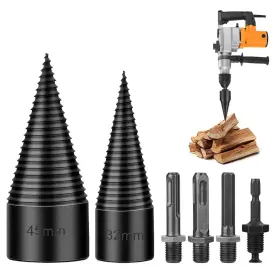 Sk-ls-1 Skiwali Firewood Log Splitter 2 Pack 45mm 32mm Easy Splitting Drill Bits Heavy Du