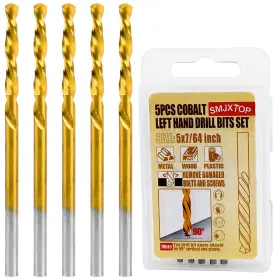 Sm006-5p764 Smjxtop 5pcs 7/64 Inch M35 Cobalt Left Hand Drill Bits Set For Removing
