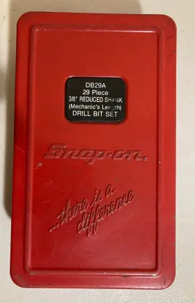 Db29a Snap-on Tools 3/8 Inch Shank Mechanics Length Drill Bit Box Incomplete Set