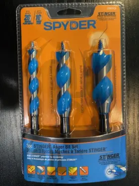 12001ca Spyder Stinger 3pc Auger Drill Bits 1/2 Inch 3/4 1