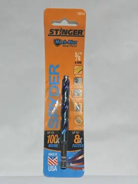 19014 Spyder Stinger 3/8 Inch 9.5mm High-speed Steel Jobber Length Twist Drill Bit
