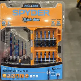 19031 Spyder #19031 Mach-blue 15 Pcs Drill Driver Bit Kit Best Bits For Metal