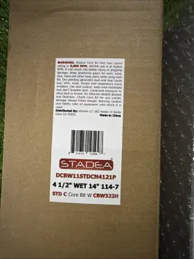 Stadea 841674125947 4 1/2 Inch Wet Core Drill Bit Diameter X 14 Depth Std C