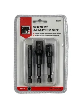 82016 Surebilt 3pc Socket Adapter Set 1/4 Inch 3/8 1/2