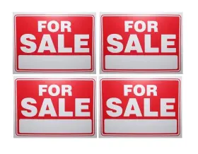 Sweet Online Deal 681262081374 For Sale Sign 9 Inch X12 Plastic Waterproof Signage 4pc Midium White-red
