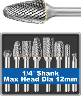 Cbs-a8 Sworker 8pcs Carbide Burr Set 1/4 Shank With Clear Box Max Head Dia 12mm Die Grinder Bit