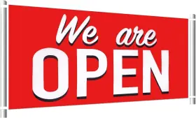 Signs-01 Tatuo We Are Open Banner Polyester Oxford Cloth Store Sign 24 X 48 Inch