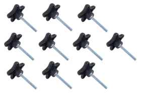 774007 Taytools 791617731073 Lot 10 Each 1/4 20 Male Thread Star Knobs 2 Polished Black