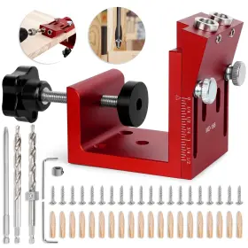 Tbvhomm 651358349459 Pocket Hole Jig Kit Adjustable Aluminum System Portable Screw