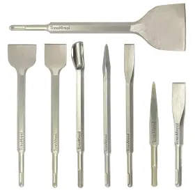Tcnomreol 657390385196 Concrete Sds Chisel Bits Set 8pcs Chrome Steel Plus Pointed Flat Wide Scalin