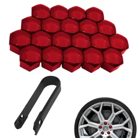 Teyltslk1104-red Teybouk Lug Nut Covers 17mm Wheel Caps With Removal Tool Cente