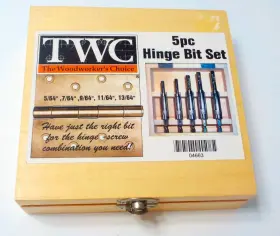 04663 The Woodworkers Choice 5 Piece Hinge Bit Set In Wood Case