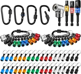 Threlaco 313024993990 36 Pcs Drill Bit Holder Keychains 3 1/4 3/8 1/2 Socket Hex Shank Screwdrive