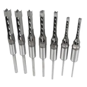 Tim-1588911-183375-unr Timunr 7pcs Square Drill Bits Tools Round Handle Woodworking Hole Saw And Tenon Chis
